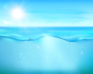 Bubbles in blue sea. Vector Illustration. © silvae