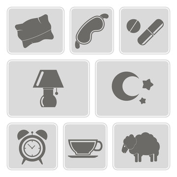monochrome  set with sleeping icons for your design