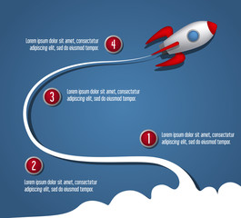 Rocket infographics. Creative business start up concept
