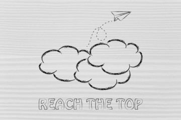 reah the top illustration with paper airplane, metaphor of succe