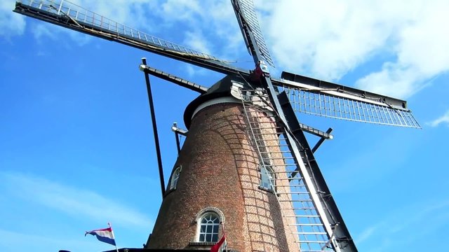 Dutch Windmill on Sunny Day