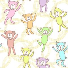 Obraz premium Seamless pattern with funny dancing bears