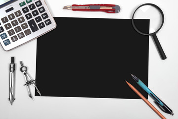 black paper and tools