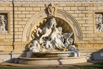 Fountain in the park Montagnola (Parco della Montagnolla) in the