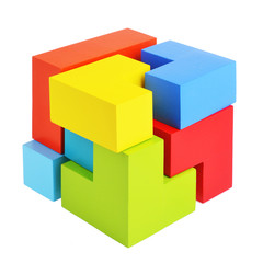 bright cube isolated on a white background