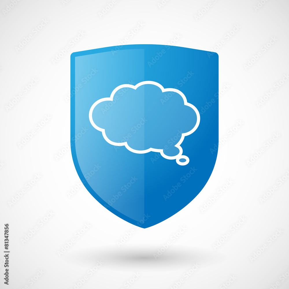 Poster shield icon with a cloud comic balloon