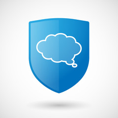 Shield icon with a cloud comic balloon
