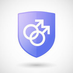 Shield icon with a male gay sign