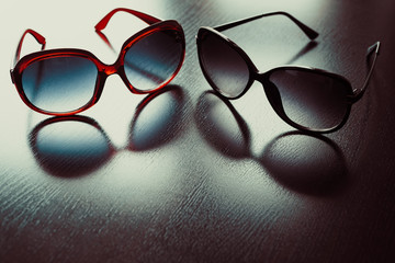 Fashionable sunglasses. Vintage stylized.
