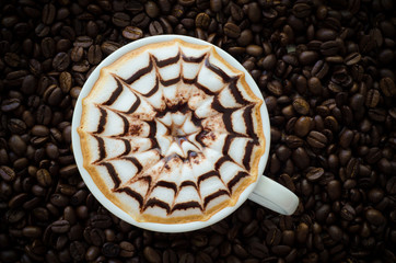 Closeup of a beautiful cup of  latte art