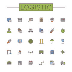 Vector Colored Logistic Line Icons