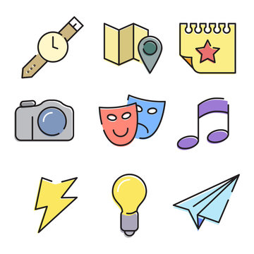 Vector flat color icons set