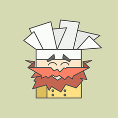 Flat vector icon of cute smiling chef from triangles with