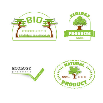 Ecology 100 percent natural stickers logos