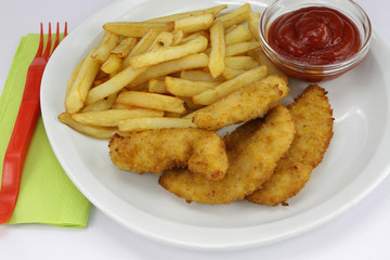 beignets de poulet panées et frites