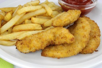 beignets de poulet panées et frites