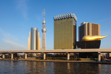 Fototapeta na wymiar Tokyo sky tree and Sumida river at Tokyo city.