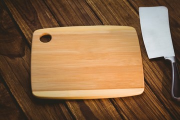 Chopping board with large knife