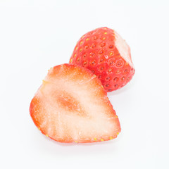 Fresh strawburry slice isolated on white background