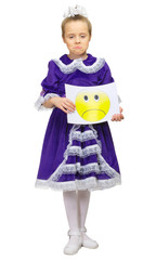 Little girl with sad banner