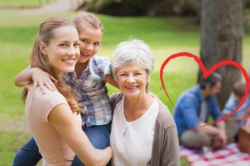 Grandmother mother and daughter with family