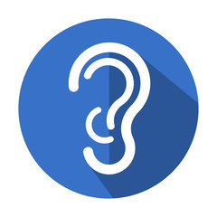 Icono redondo azul audio con sombra