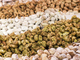 Fototapeta na wymiar Sweets and truffles in a street market