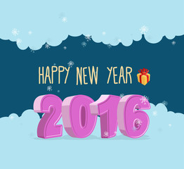 Happy new year 2016. Christmas greeting card.