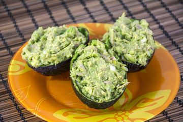 Healthy salad on the orange plate