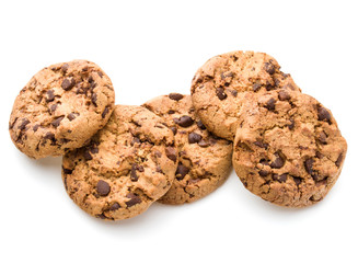 Chocolate cookies isolated on white background cutout