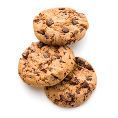 Chocolate cookies isolated on white background cutout