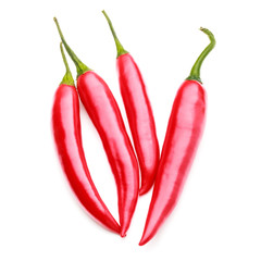 red chili or chilli cayenne pepper isolated on white  background