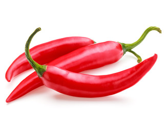 red chili or chilli cayenne pepper isolated on white  background