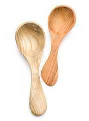 Carving wooden spoon isolated on white background cutout