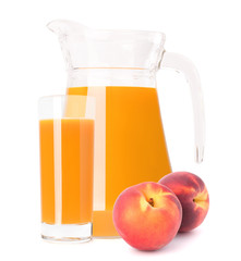 Peach fruit juice in glass jug