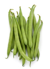 Green beans handful isolated on white background cutout