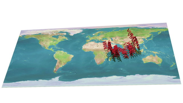Viral text multiplies over world map