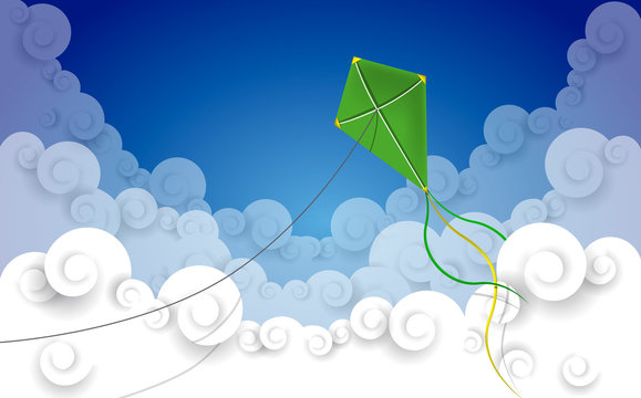 Kite flying in a cloud sky with wind