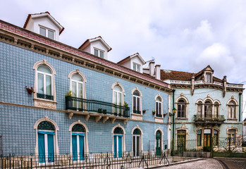Fototapeta na wymiar Decorated tiled buildings, Batalha, Portugal