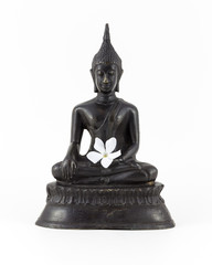 Buddha-Statue aus Bronze mit Blüte