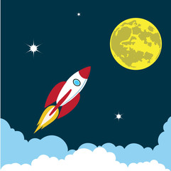 rocket soars into the sky color illustration