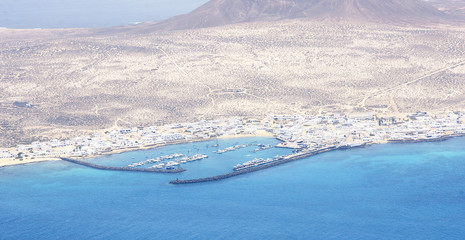 Vista aérea de la Isla de La Graciosa, Islas Canarias