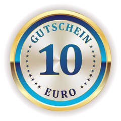 Goldener 10 Euro gutschein Button