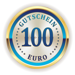 Goldener 100 Euro gutschein Button