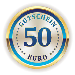 Goldener 50 Euro gutschein Button