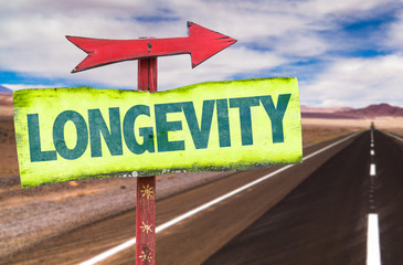 Longevity sign with road background