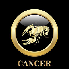 Cancer zodiac sign in circle frame
