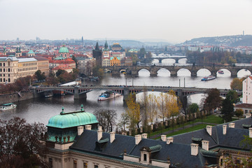 Fototapeta na wymiar View of Prague, the bridges over the Vltava