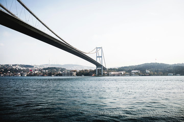 A bridge above Bosphorus between Europe and Asia in Istanbul