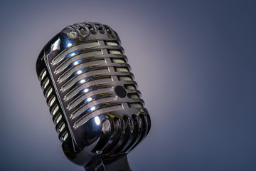 Old fashioned microphone with space for text